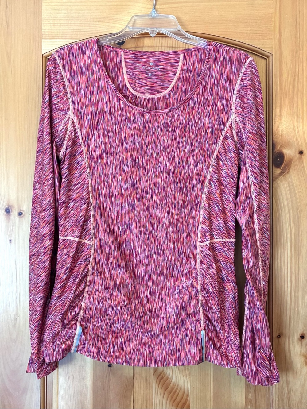 Athleta Pink/Orange  Multi Space-Dye Long Sleeve Active Top